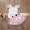 Women girls clothes  family outfits ruffles patchwork tops t-shirt bowknot tulle tutu skirt mother daughter matching dress