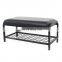 Customized Half-PU Portable Single Modern Home Furniture Leather and Iron Combined Shoe Rack Chair Stool