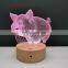 3D Wooden Led Lamp 7 Color Changing Round Wood Base for Acrylic