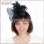 big black feather and chiffon artificial wedding bride hair flower