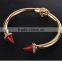 High quality gold plated punk bracelet spike bangle expandable jewelry