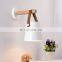 Modern minimalist macaron wood belt iron art led wall lamps for decoration