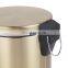 Hot sale household 3L 5L 12L round golden stainless steel pedal bin with soft close