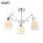 HUAYI New Model Luxury Style Home Villa Indoor Iron Antique Chrome Glass E14 Vintage Pendant Light