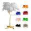 Large Modern Copper White/Green/Black/Pink/Blue Luxury Standing Feather Lamp Ostrich Feather Floor Lamp Lighting For Home