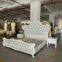 Leather bed solid wood carved double master bedroom bed 2 meters high-end champagne gold furniture home