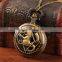 2016 China Classic Vintage Bronze Engraved Dragon Quartz Pocket Watch Pendent Chain Necklace Gift