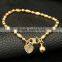 Christmas Hot Sale Sweet 18K Real Gold Copper Bracelets Accessory Rugby And Round Gold Beads Linked Love Heart Small Bell Bangle