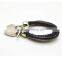 Real Leather Bracelets With Heart Lock Charm and Key Stainless Steel Wholesale