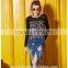 european style ladies front split embroidered long denim skirts