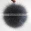 Myfur Customized Dark Grey Real Fox Fur Bobble Attached Hat or Bag Charm Keychain