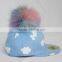 Myfur Baby Boy Spring Baseball Cap Wholesale with Detachable Colorful Raccoon Fur Ponpon