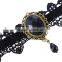 New Fashion Lace Choker Necklace Black Drop Pendant 32cm long