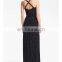 CHEFON Polka Dot Black Halter Maxi Dress