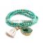 druzy charm natural stone beads wrap bracelet for women