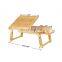 Multi Function Lapdesk Table Bed Tray Foldable Adjustable Breakfast Table Tilting Top with Storage Drawer Bamboo Wood Natural