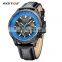 RISTOS 93006 High Quality Men's Sports Analog Quartz Watch with Calendar Casual Leather Wristwatches Clock