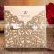 2015 new design laser cut wedding invitation card with ribbon