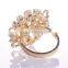 fashionable flower shape plastic pearls metal alloy napkin rings
