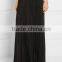 Solid color black chiffon flare long pleated skirt