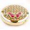 customized design butterfly metal makeup mirror / beautiful crystal pocket mirror /wedding gift