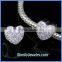 Wholesale White CZ Gemstones Heart Shaped Silver Beads BCZ43B