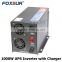 FOXSUR 1000W LCD display output voltage 12V 110V/220V UPS Pure Sine Wave Power Inverter with smart Battery Charger