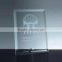 Top seller clear optical glass award plaque, rectangle trophy with metal stand