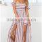 2016 Elegant Women Evening Party Cap Sleeve Length Side Sexy Dress