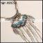 Wentou New Arrival Glossy Leaves Tassel Metal Pendant Necklace