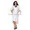 Pretty steps 2015 department store wanted high end pure white Pleated Bust Faux-Wrap Long Prom Dress