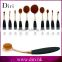 2017 custom logo makeup brushes rose gold painting oval brush set tooth makeup brush set 10pcs