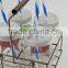 The adjustable handle basket Mason jar set 4 mason jar in iron basket with metal lid and plastic straw 16M088