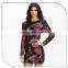 2016 New Fashion Design Red Rose Embroidery Sequin Low Back Sexy Women Fashion Lady Dress