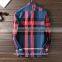 High quality oem long sleeve 100% cotton check casual shirt design with private logo