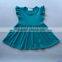Cotton knitted baby summer clothes kids flutter sleeves frock design clothing toddler girls pearl dress wholesale