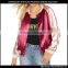 Custom Ladies Satin Bomber Jacket Fashion Outerwear Without Hood For Women