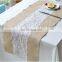 Classical Handmade Linen With Lace Burlap Table Runner