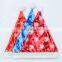 Beautiful Colorful Shinning Fabric Santa Claus Christmas Hat For Children with Jingle Bell And Snowflowers Decor