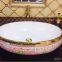 Round shape bathroom  green color wash countertop hand vanity art basin sinks