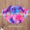 2021 INS  baby girls spring summer fall tie dye ruffle one-shoulder knee length dress