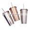 GINT Hot Selling double wall color glitter  drinking water cup with lids and straws