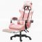 pu leather office recliner luxury adjustable ergonomic swivel gamer racing gaming chair white with footrest