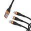 6A super high current 100W current support fast charging 3 in 1 nylon braided cable For mobile phones