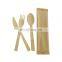 Restaurant Disposable Bamboo Cutlery Set Bamboo Spoon Knife and Fork 3PC Packed Paper Bag