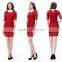 Office Ladies Women Lapel Short Sleeve Above Knee Career Dress