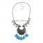 Newest fashion jewelry latest alloy pendant and multicolor neon tassel necklace