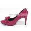 Rose red medium heel Round Toe Pump shoes