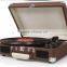 Cheap price leather portable suitcase turntable gramophone with MP3 and bluetooth