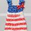 2016 New Design Baby Girls July 4th Girls Outfits Cotton Blue Star Dress Top Ruffle Pant Clothing Sets